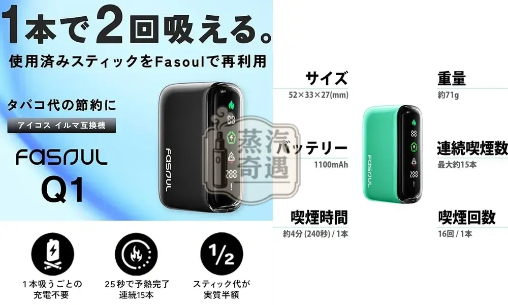 【五色馬卡龍色現貨】Fasoul Q1二回機加熱主機 | 相容IQOS ILUMA TEREA 煙彈 | 磁吸菸彈最強平替